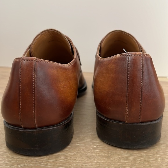 Magnanni Men's Manning Monk Strap Dress Shoes Cognac Brown Leather Size 11 - Picture 4 of 10